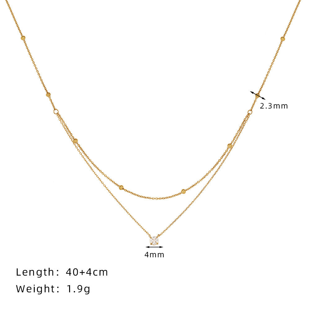 Single diamond small double layer necklace