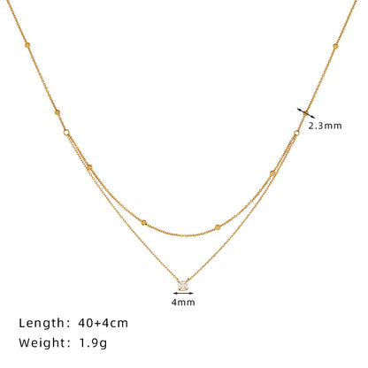 Single diamond small double layer necklace