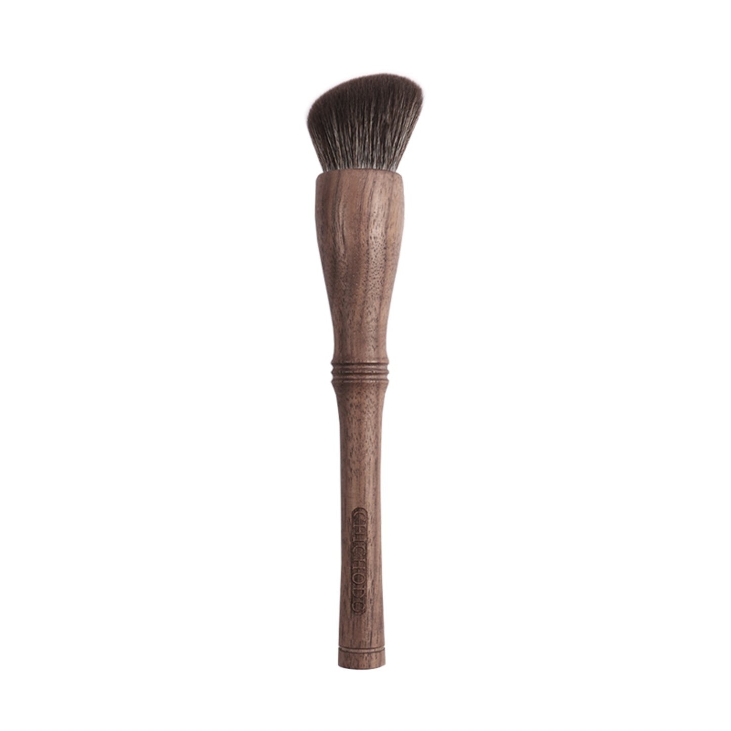 Walnut Wood Handle Fiber Hair LOGO Angled Contour Brush