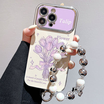 Large Window Electroplated Case iPhone15 Pro 12 Tulip Full Cover