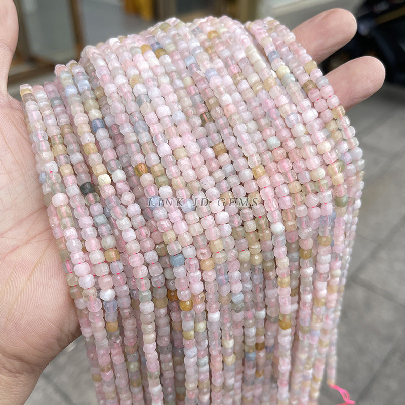 4-5Mm natural morganite faceted square loose beads