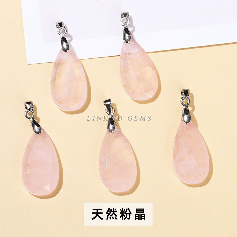 Natural crystal jade flat cut corner water drop pendant