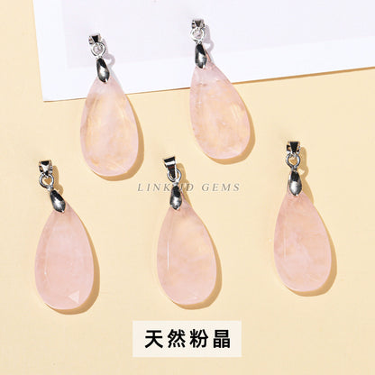 Natural crystal jade flat cut corner water drop pendant