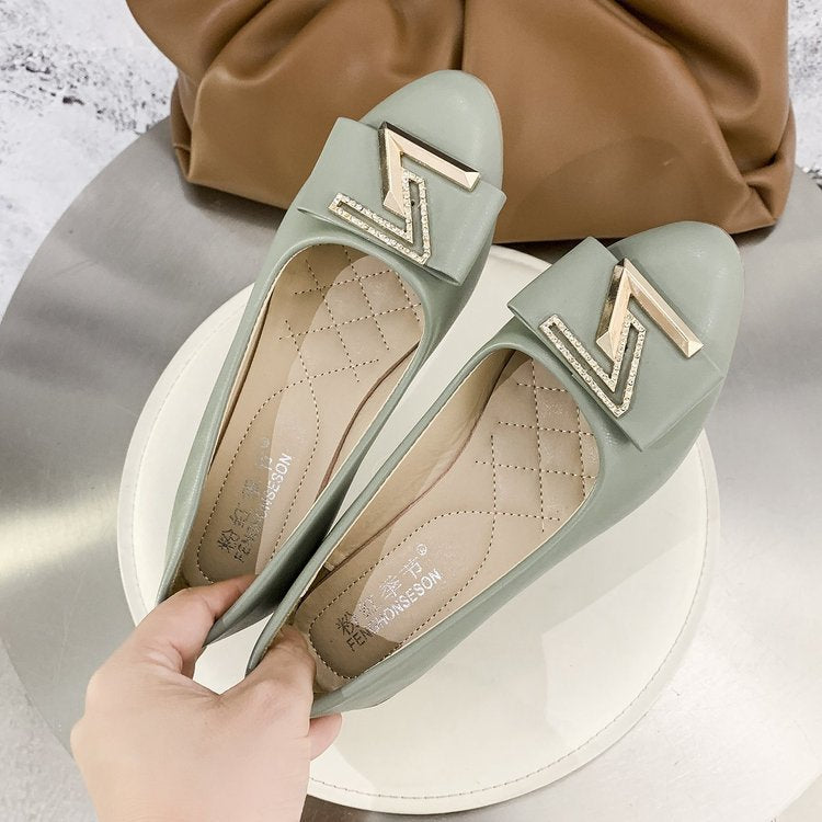 PU wedge heel rubber low heel shoes