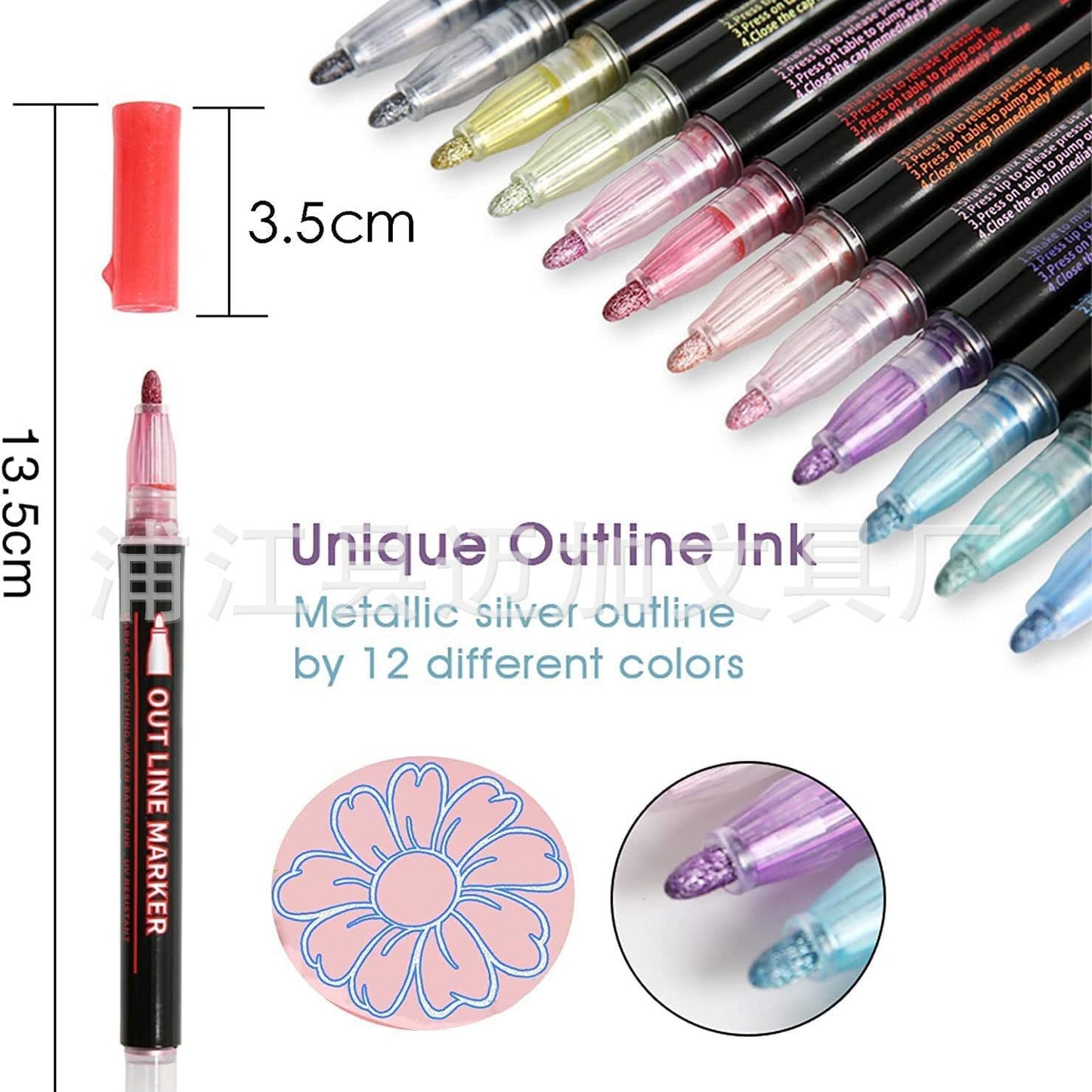 Double Line Contour Pen Metal 36 Color Set Marker Pen