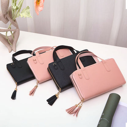 Double zipper mobile phone bag versatile shoulder bag