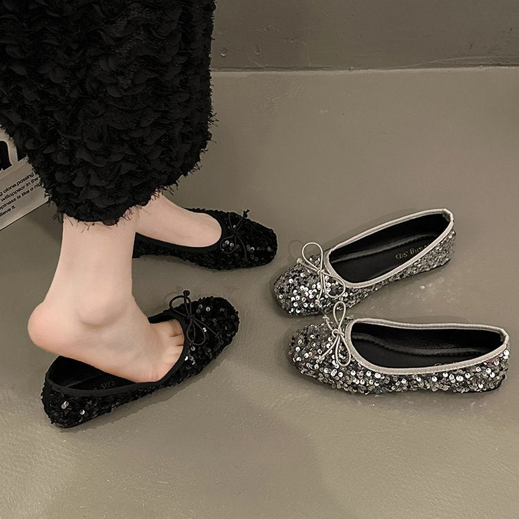 Korean sequined light mouth flats