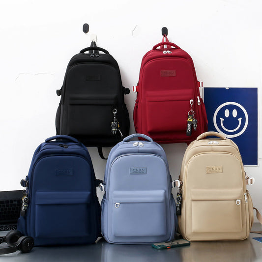 Solid color school bag large capacity casual backpack