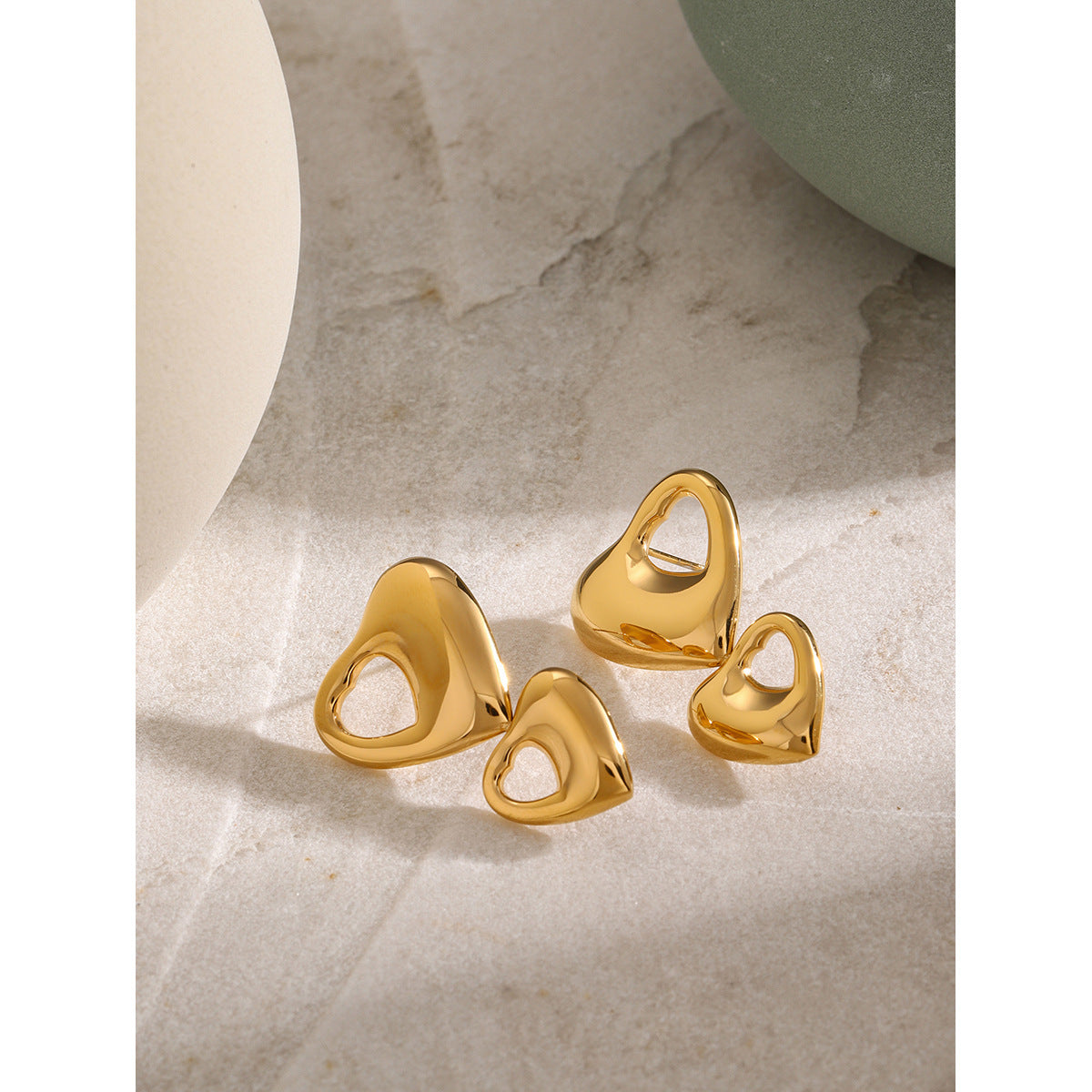 Double-layer heart hollow earrings