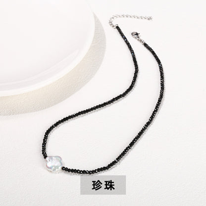 Faceted natural black spinel necklace