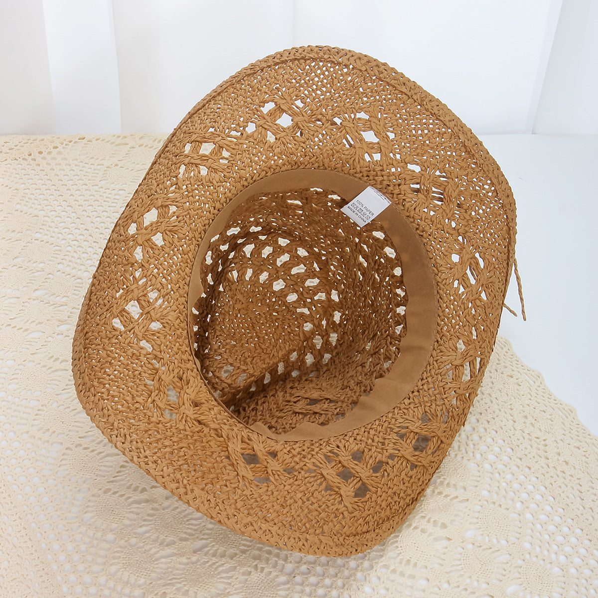 Denim Straw Wide Brim Beach Hat