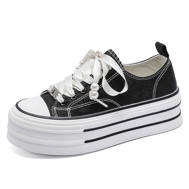 Thick-soled canvas shoes ins white shoes