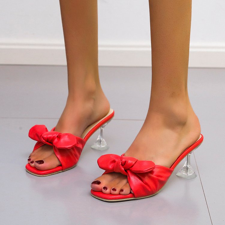 Crystal high-heeled slippers