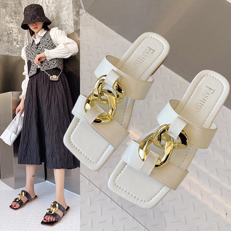 hot sale Metal buckle slippers