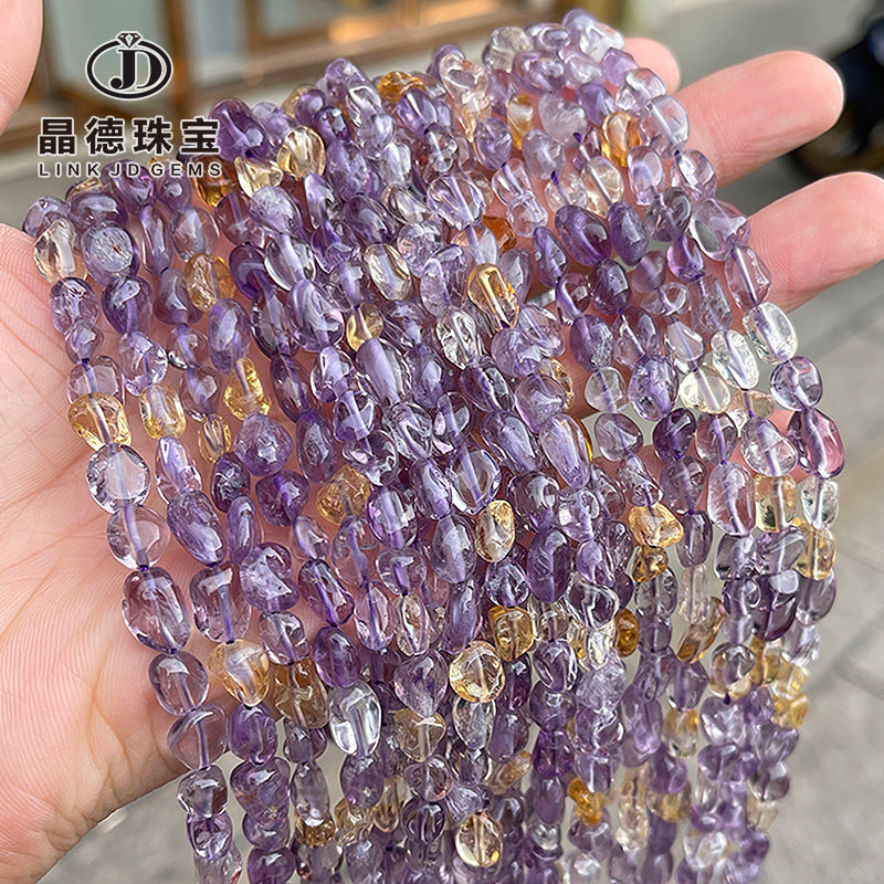 6-8Mm natural purplish yellow crystal beads loose beads