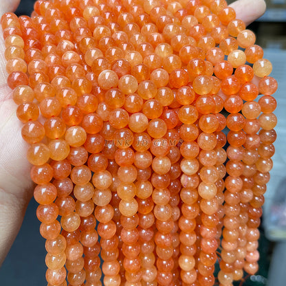 Perlas sueltas de calcedonia naranja optimizada de Xinjiang 