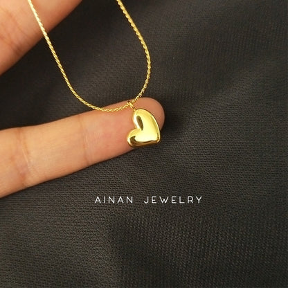 Fine chain peach heart necklace