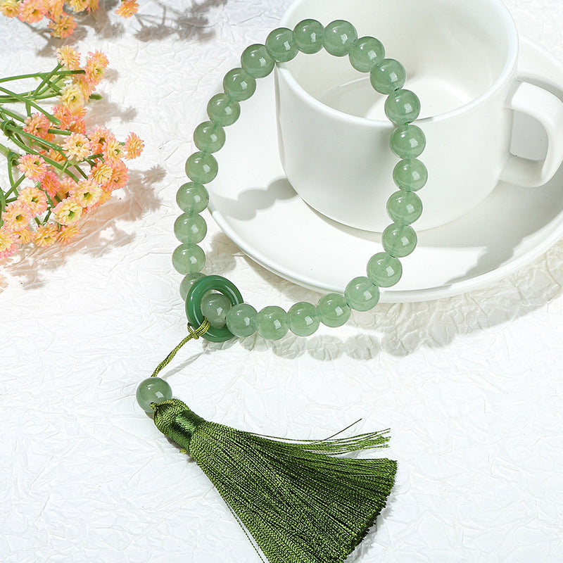 Imitation green Dongling jade glass bead bracelet