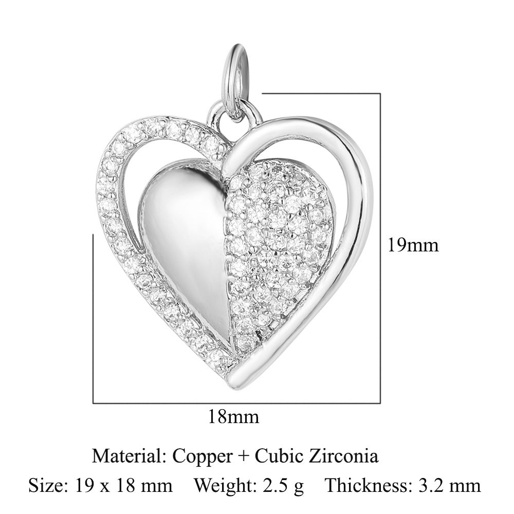 Crown peach heart colorful love copper zircon pendant