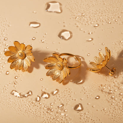 Stainless Steel Sunflower Earrings