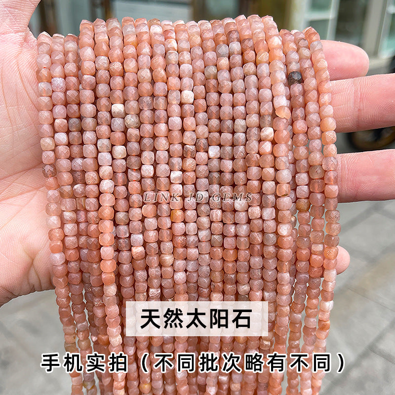 4-5Mm sun stone square beads loose beads faceted beads