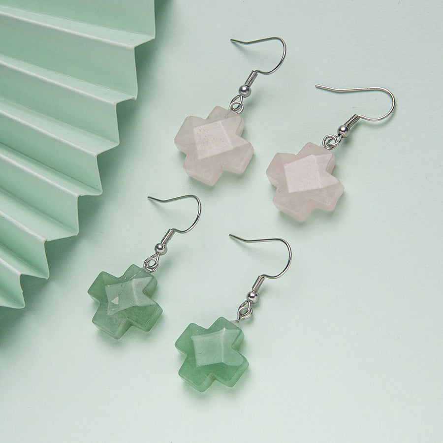 Crystal Cross Faceted Stainless Steel Earrings