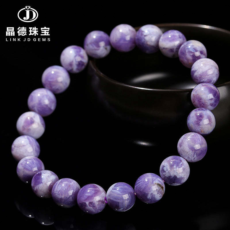 7A Natural Milk Cover Purple Jade Crystal Bracelet