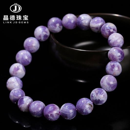 Pulsera de cristal de jade morado con cubierta de leche natural 7A 