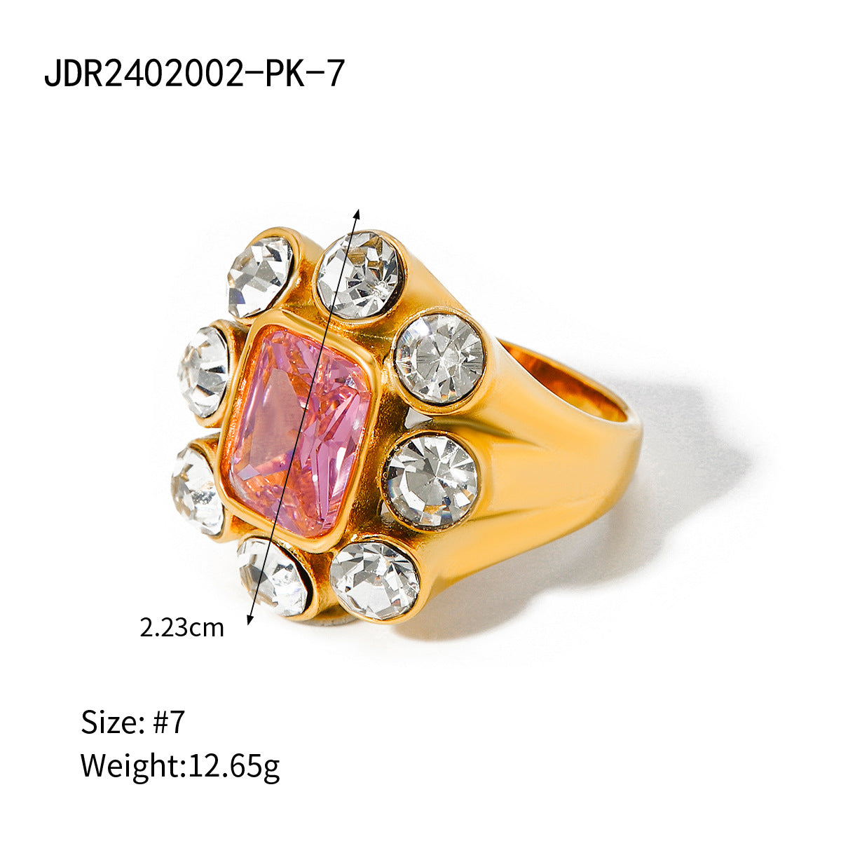 Anillo de cuarzo rosa