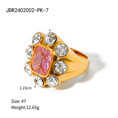 Anillo de cuarzo rosa