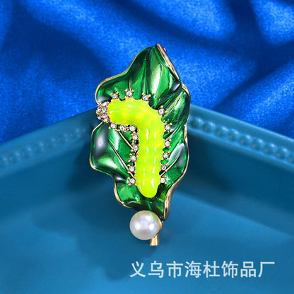 Caterpillar Leaf Brooch