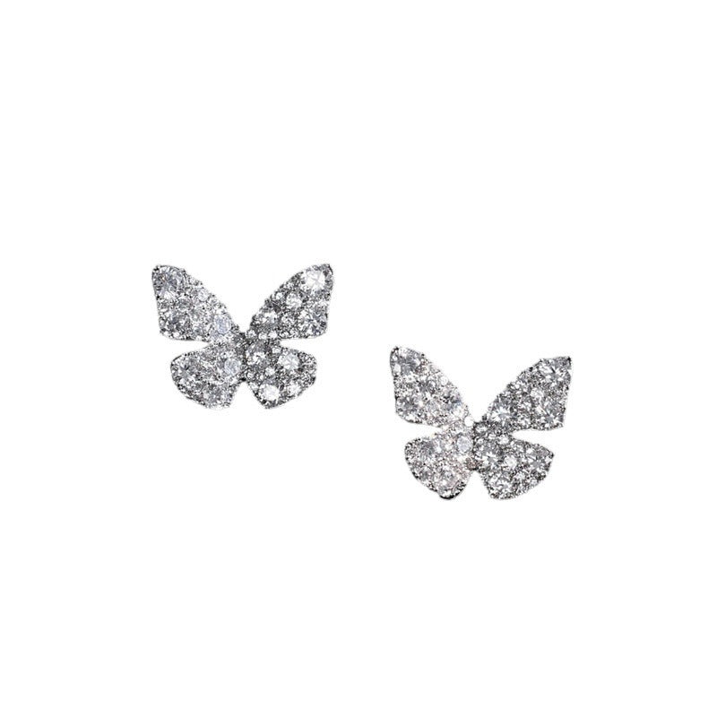 Diamond butterfly stud earrings