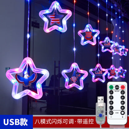 LED string lights USA American flag curtain lights wholesale