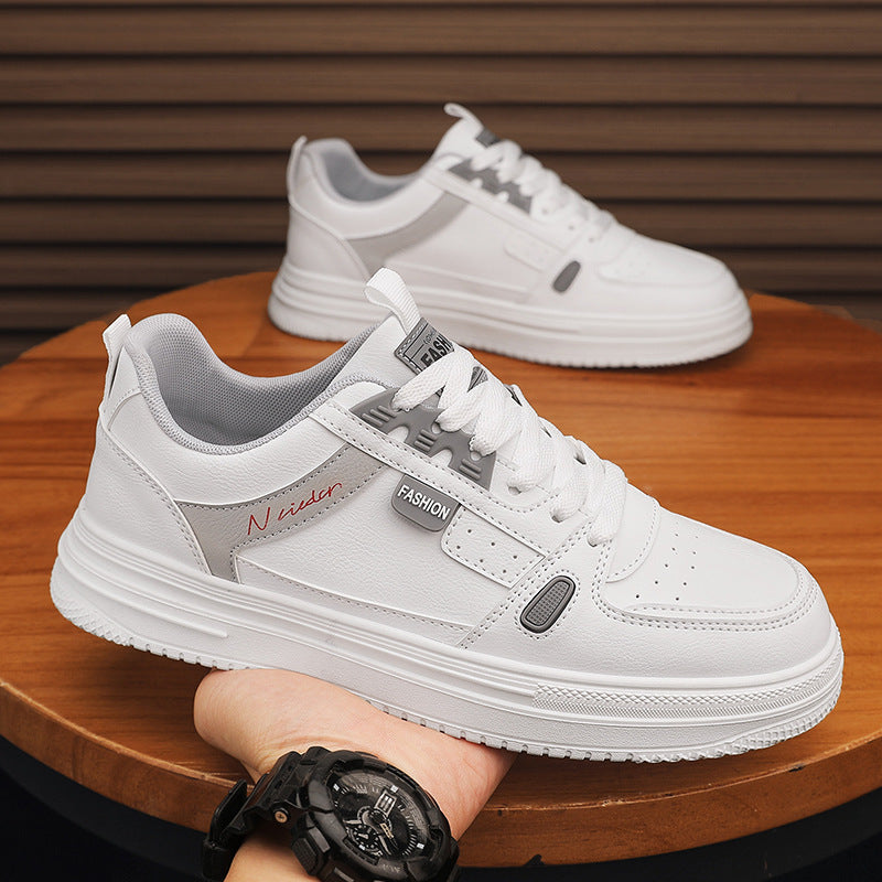 Korean-Style Breathable Thick-Soled White Sneakers