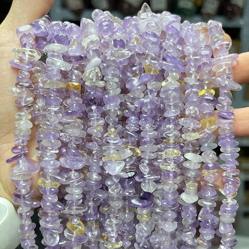 5-8Mm natural purple yellow crystal gravel porous loose beads