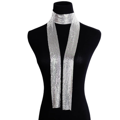 Gradual change color sequined neck strap scarf necklace