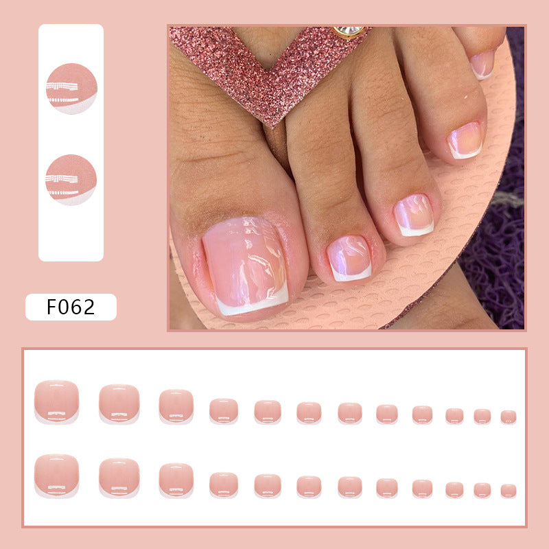 Uñas de los pies con purpurina de diamante francés 