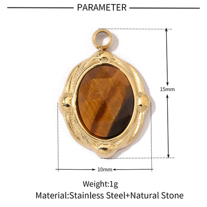 necklace pendant agate natural stone stainless steel