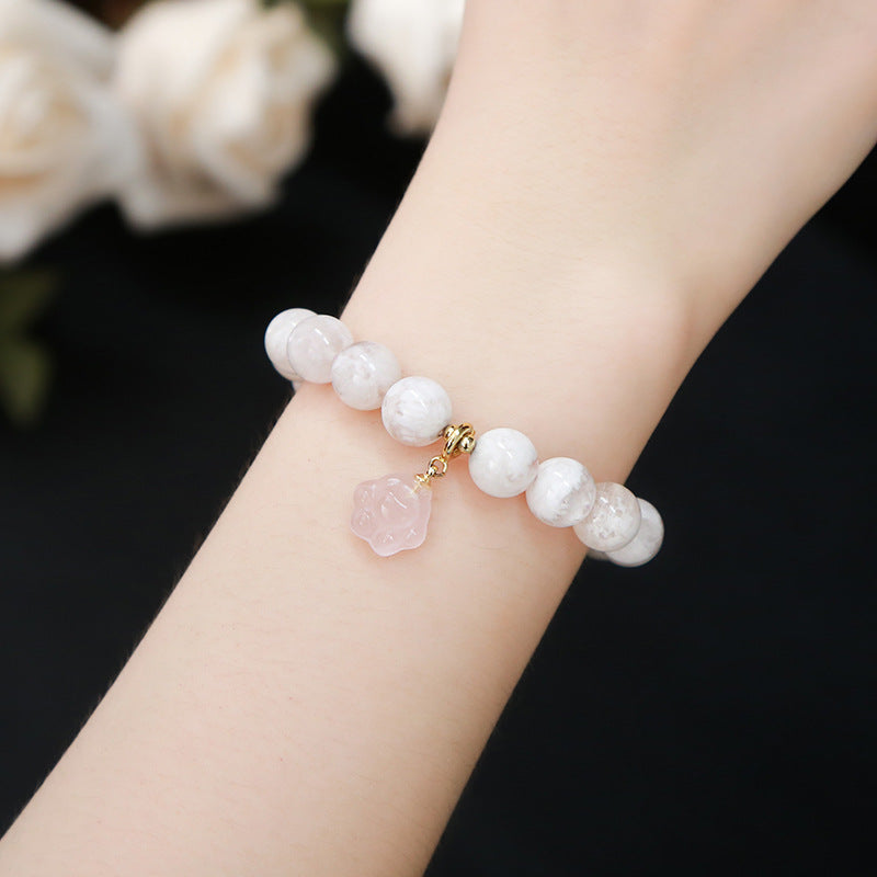 Natural Snowflake Ghost Crystal Bead Bracelet