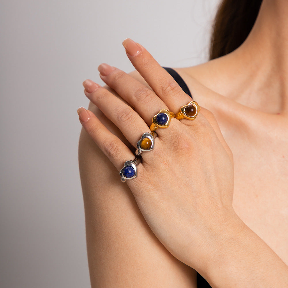 Tiger Eye Heart Ring