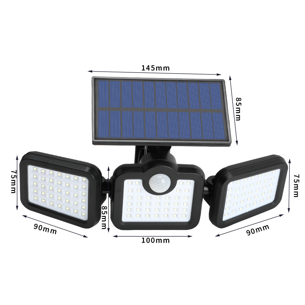 Solar three-head split wall lamp