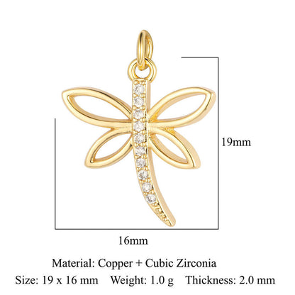 Dragonfly Elephant Dinosaur Copper Zircon Pendant