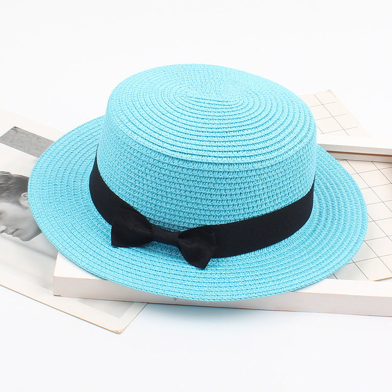 Sombrero de paja vintage coreano con lazo 