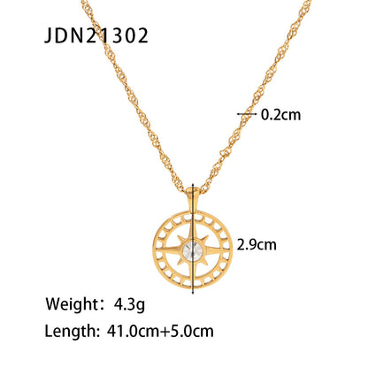 18K Gold Zircon Pendant Necklace