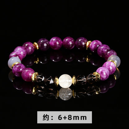 Dark purple chalcedony with citrine sparkle bracelet.