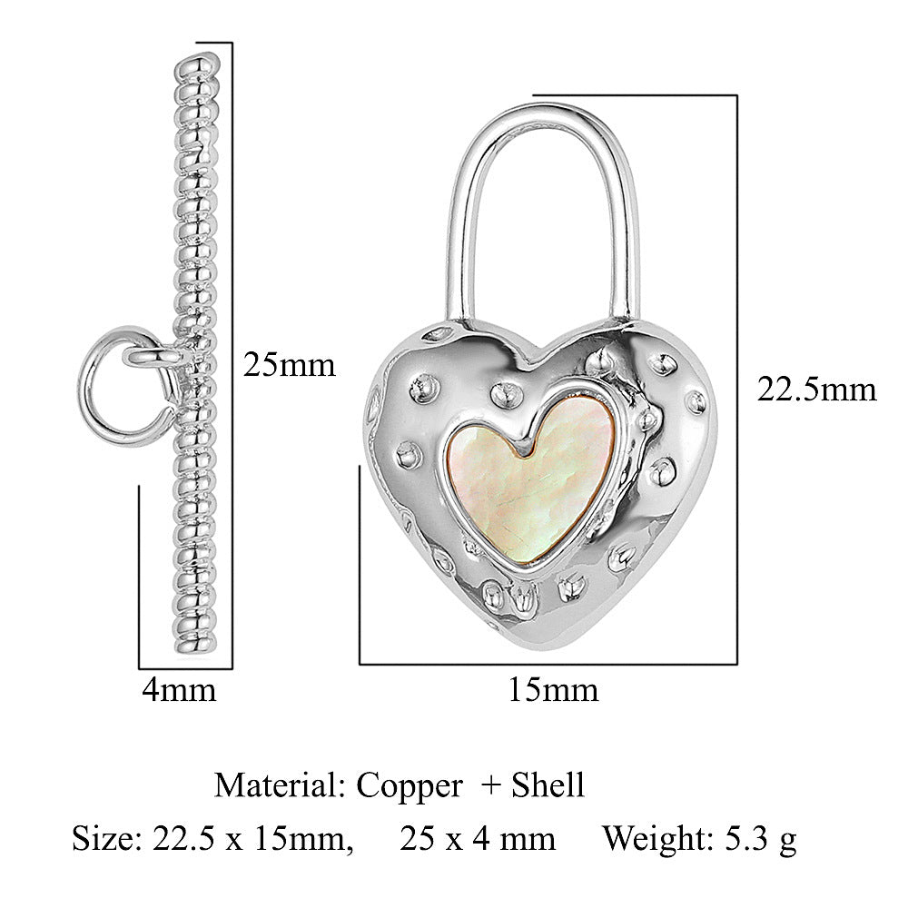 Mother shell love lock copper connecting buckle ending buckle