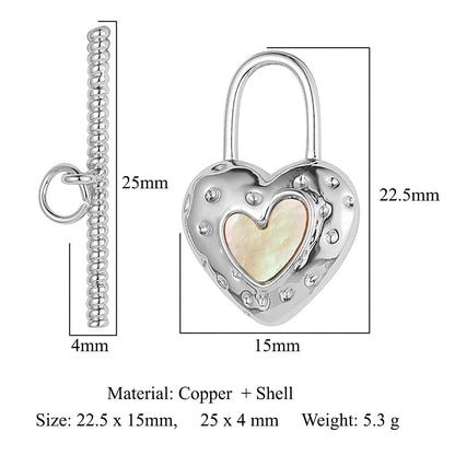 Mother shell love lock copper connecting buckle ending buckle