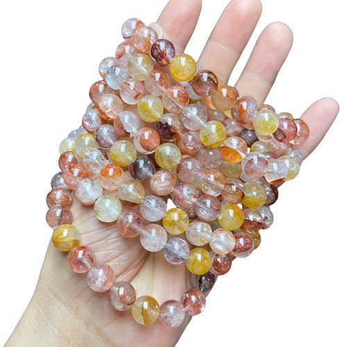 Natural red yellow gum flower crystal bracelet