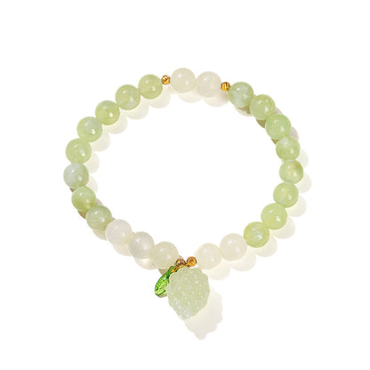 Natural green calcite green milk cover round bead bracelet