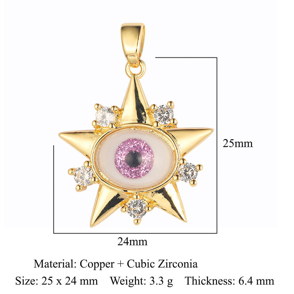 Flower Virgin Star Eye Copper Zircon Pendant